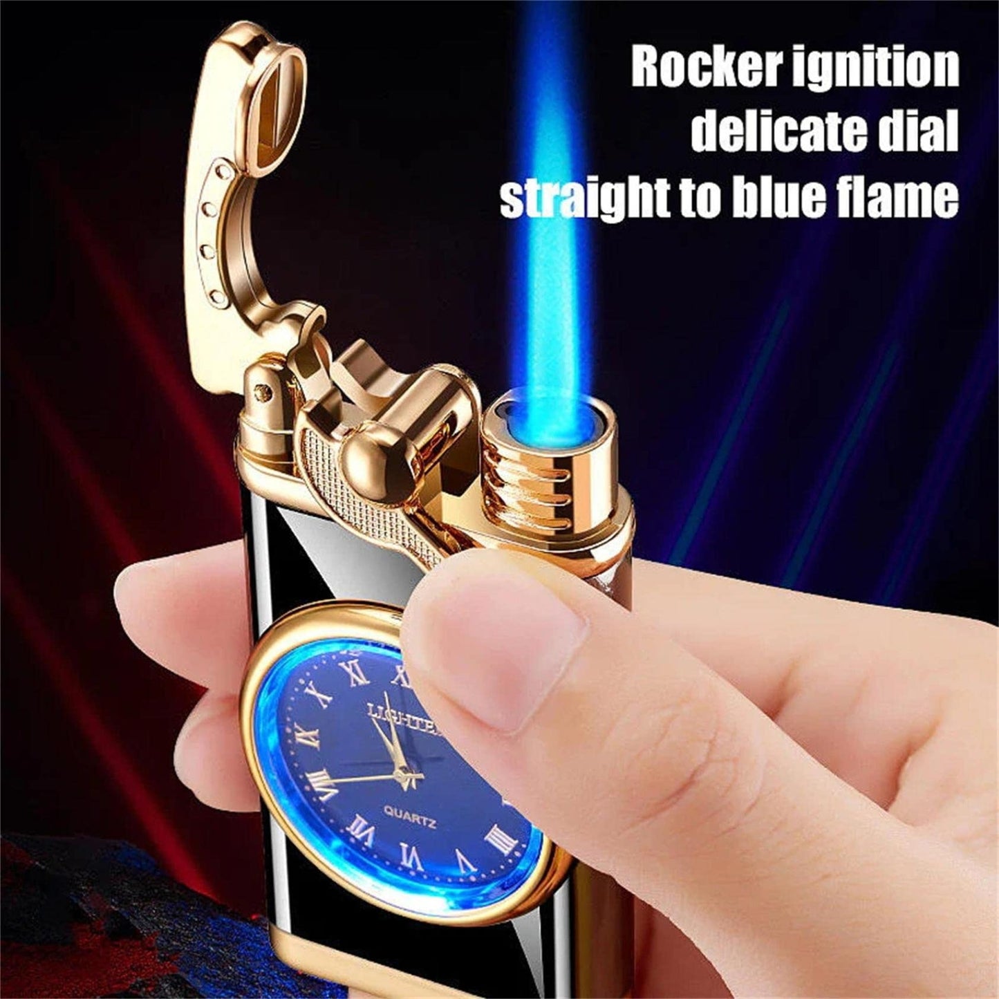 đź’™Blue Flame Lighter With Electric clock